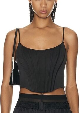 Zimmermann Black Corset-Style Spaghetti Strap Crop Top NWT